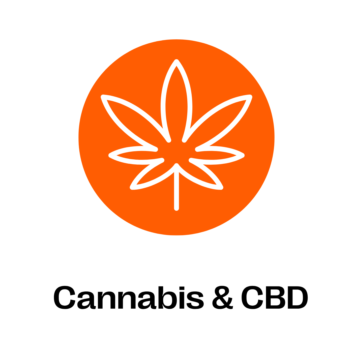 Logo with a white cannabis leaf on an orange circle, text 'Cannabis & CBD' below.