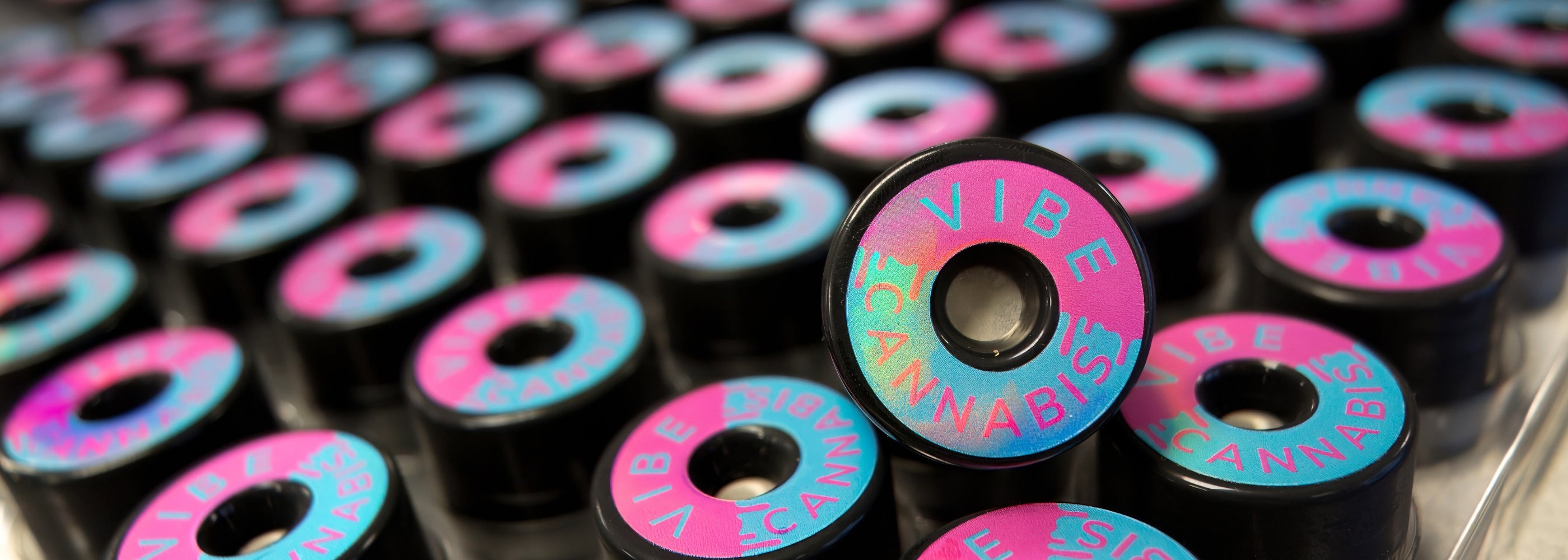 VIBE cannabis branded pop-vac jars